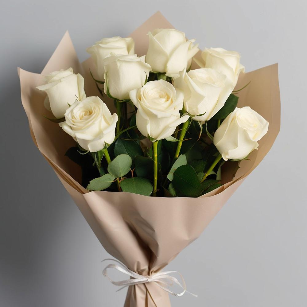 Букет 9 Белых роз Эдлесс Лав в Крыловской