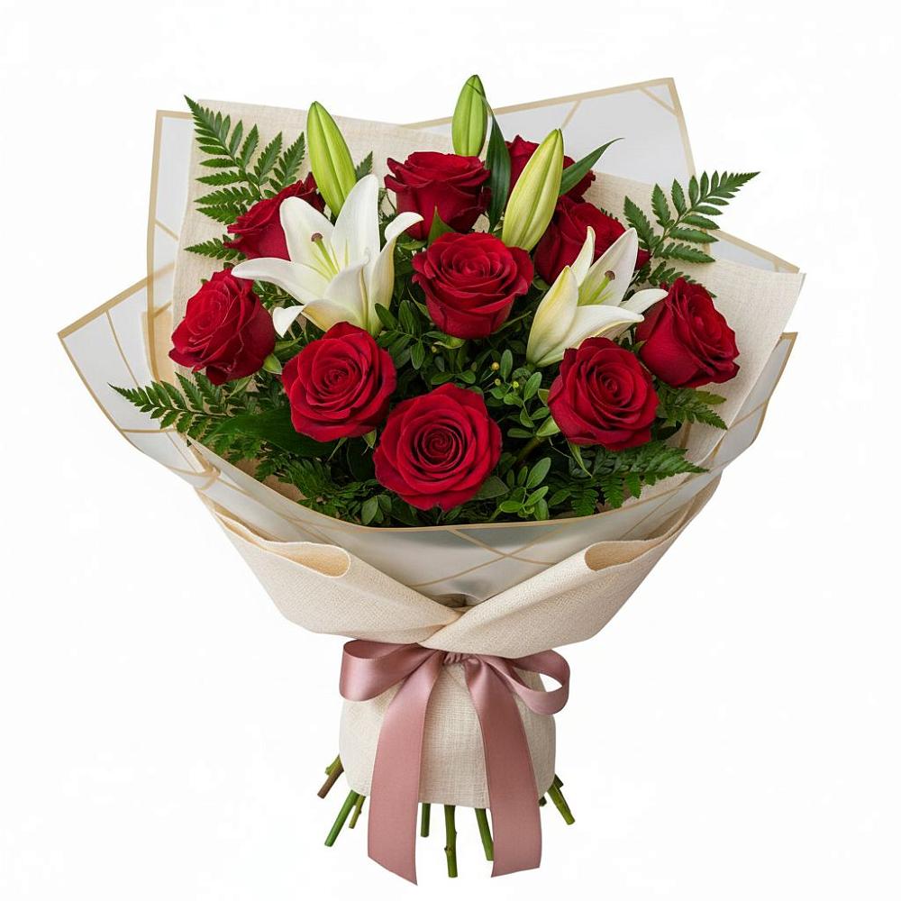 Букет высокая поэзия в Крыловской Букет цветов из: Лилии и Розы в Крыловской