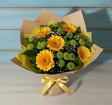 Букет цветов из:  Герберы и Хризантемы в Крыловской