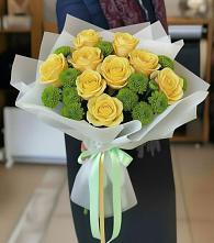 Букет цветов из:  Хризантемы и Розы в Крыловской