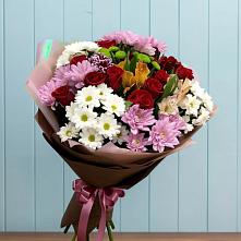 Букет цветов из:  Розы, Хризантемы и Альстромерии в Крыловской