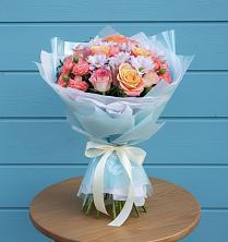 Букет Счастливые мгновение в Крыловской Букет цветов из:  Хризантемы и Розы в Крыловской