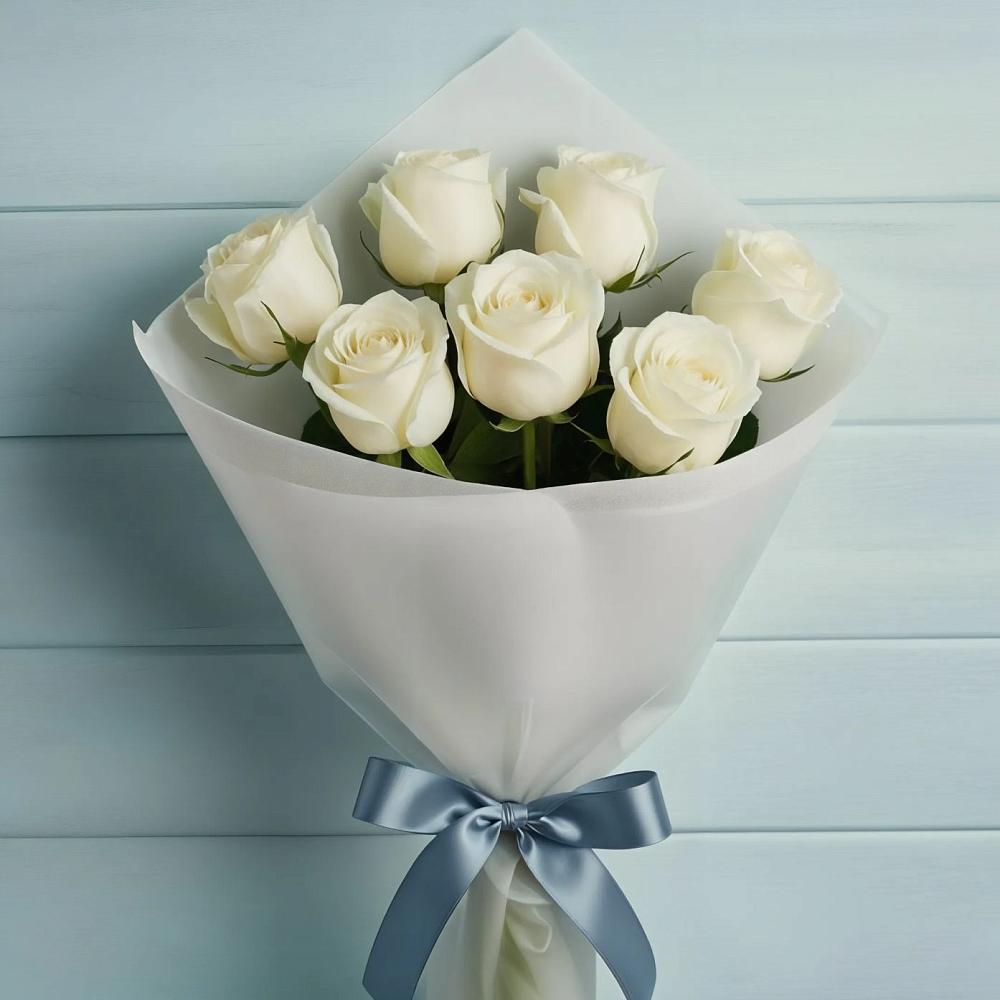 Букет 7 Белых роз Эдлесс Лав в Крыловской